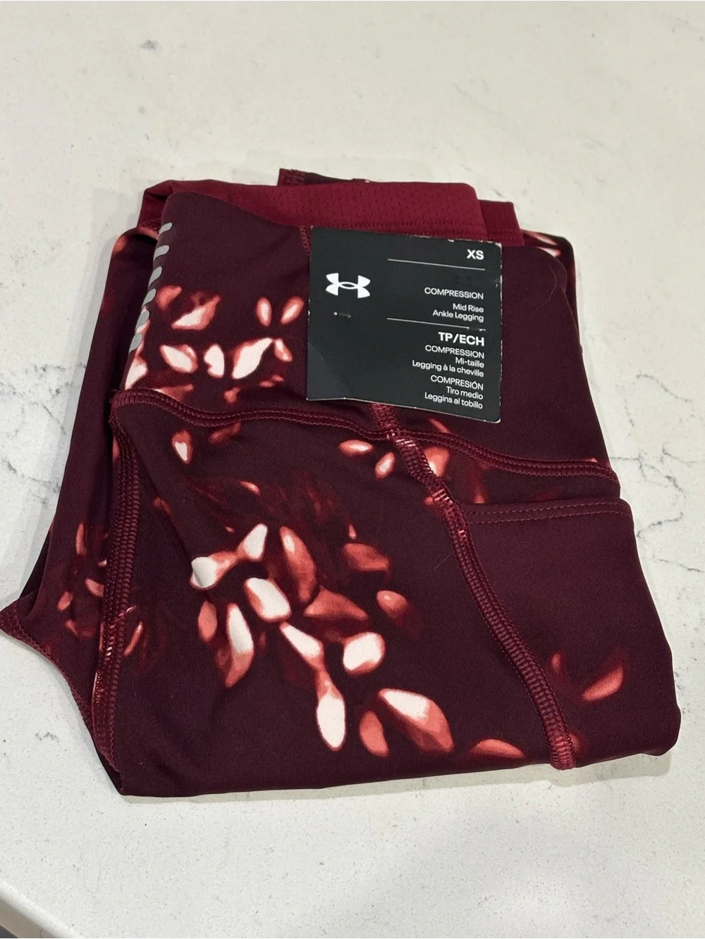 Under Armour maroon mid rise ankle mesh cut out leggings XS NWT